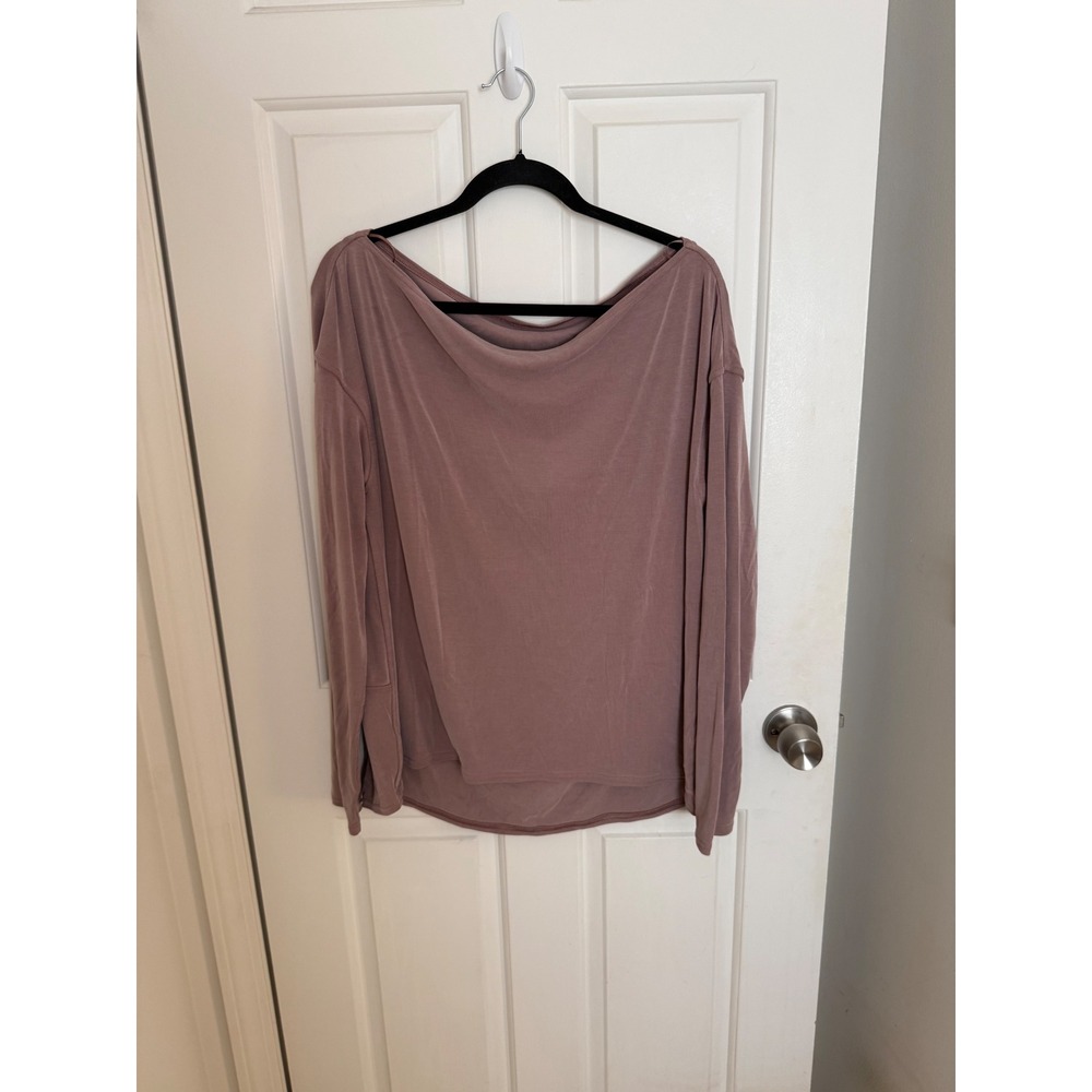Lululemon Drapey Softstreme Off-The-Shoulder Long-Sleeve Shirt Twilight Rose Lg